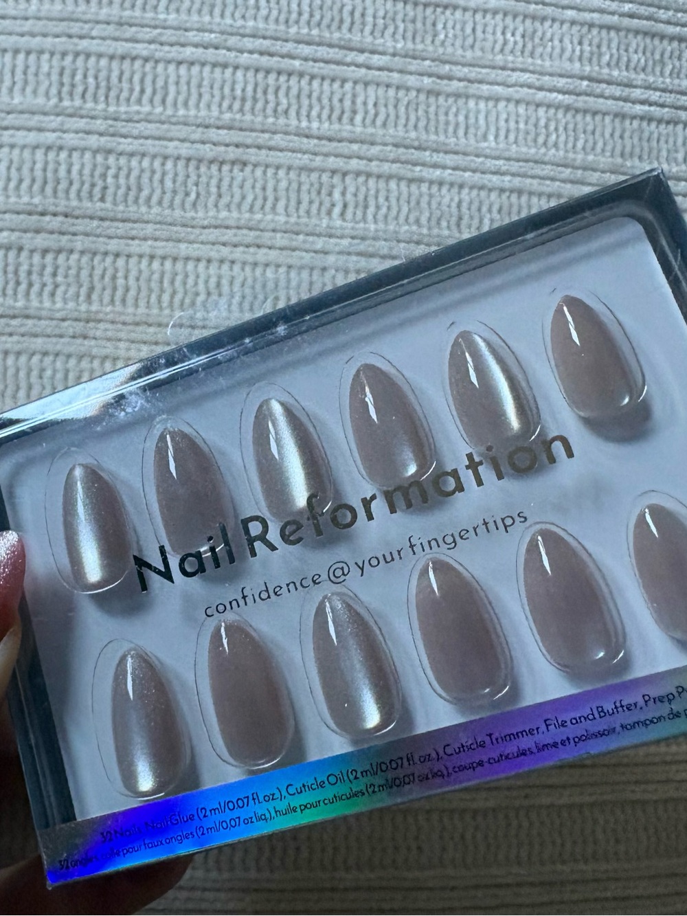 New Reformation Pearl Nude Almond Press-On Nails